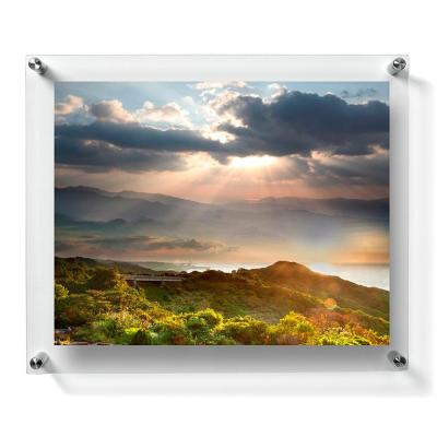 China Wall Mounted Clear Acrylic Box Frame Custom Size Acrylic Magnet Block Frame for sale