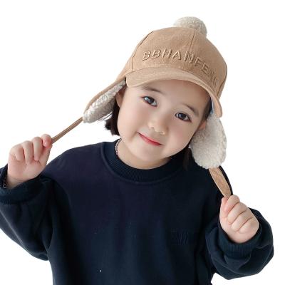 China JOINT New Design Children's One-Piece Embroidered Baby Sports Hat Ear Protection Baby Hat Winter Warm Hat for sale