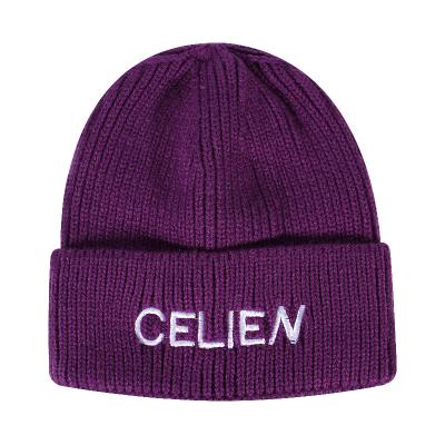 China ZG NEW COMMON Style Embroidered Woolen Hat Winter Outdoor Knitted Hat Women Korean Warm Hats Beanie Hats Solid Color Pullover For Men for sale