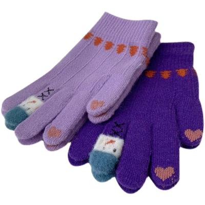 China ZG Simple Winter Korean Style Knitted Gloves For Female Students CIA Touch Screen Fleece Lined Women Padded Warm Recycling Recycling Gloves for sale