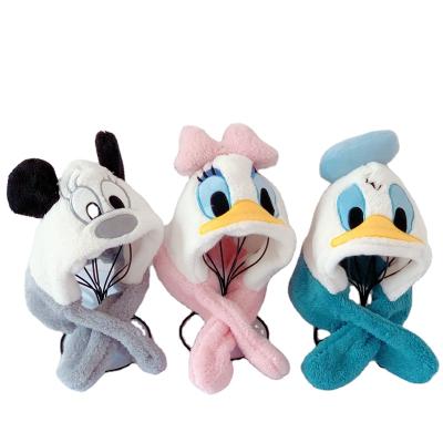 China New Middle Winter Infant Baby 2-6 Years Old Cute Warm Lambswool Cartoon Wind-Tarp Hat Good Quality Scarf Kids One-Piece Neck Scarf for sale