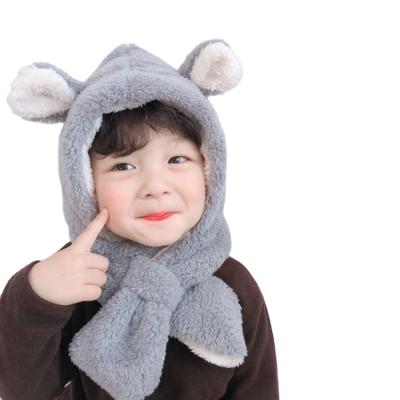 China Children's short hat autumn and winter boys and girls rabbit ears thickened warm cartoon hearing protection scarf hat in stock for sale