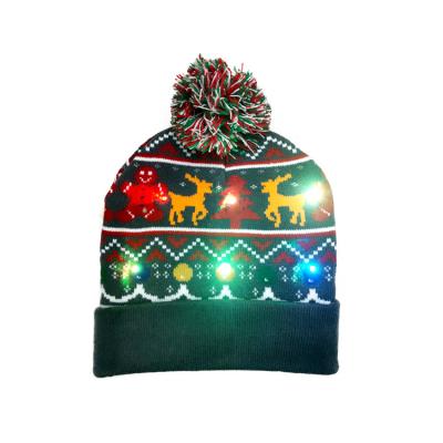 China New LED COMMON Christmas Knitted Hat Brimming With Ball American Warm Decorative Hat With Light For Women for sale