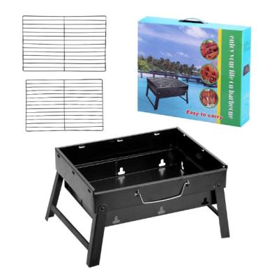 China Adjustable BBQ Grill Outdoor Folding Charcoal Size Notebook Portable BBQ Grill for sale