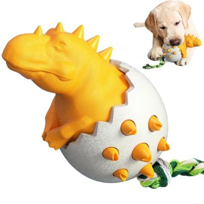 China Viable Multifunctional Dog Supplies TPR Dinosaur Egg Rubber Toy Chew Interactive Eco Friendly Dog for sale