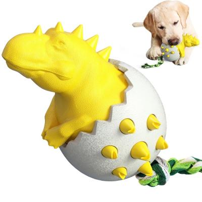 China Rubber Pet Durable Dog Chew Toy TPR Dinosaur Egg Shape Dog Toys for sale