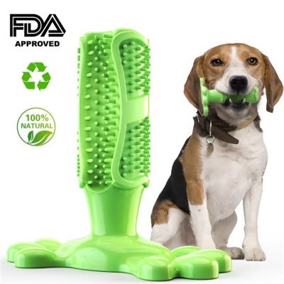 China Viable Durable Dog Chew Toys Toothbrush Dental Care Indestructible Doggy Brushing Stick Natural Rubber for sale