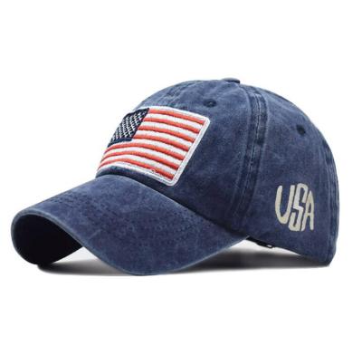 China United States Style Brim European And American Flag Embroidery Hat Unisex Beige for sale