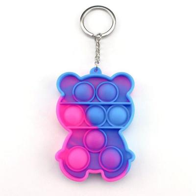 China Relax Mini Pop Bubble Fidget Sensory Silicone Rainbow Stress Reliever Hand Squeeze Key-Chain Toy Anti-Anxiety Desk Toys for sale