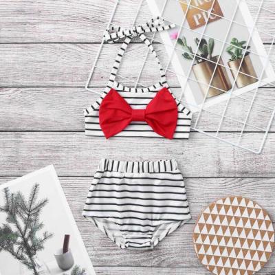 China Fashionable\comfortable\durable baby boy clothes 2020 summer fashionable beach baby bikini sets cheap black white stripe baby swimwear little ones for sale