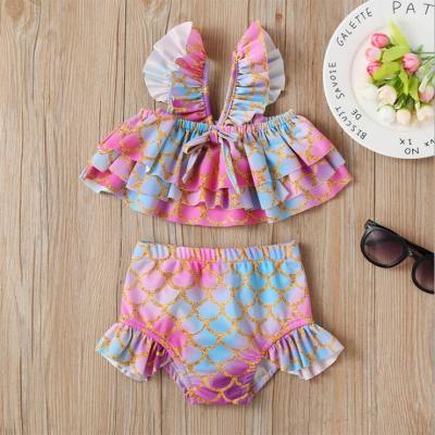 China 2020 two-piece fashion kids girls swimwear\comfortable\durable baby swimwear factory direct original quality fish scale boy clothes for sale