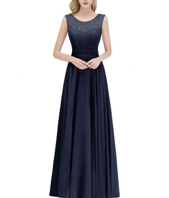 China Anti-static Lace and Chiffon High Waist Woman Dresses Back V-Neckline High Waist Women's Dresses for sale