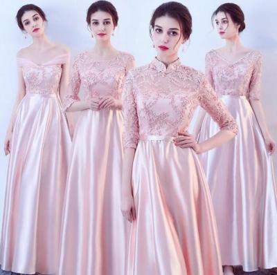 China Anti-Static Silk Pink Bridesmaid Dresses Grace Lady Pink Bridesmaid Dresses for sale