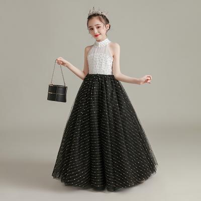 China Breathable Warm Sleeveless Big Wave Dot Girl's Piano Dress Plus Size Comfort Sale Size Dress for sale