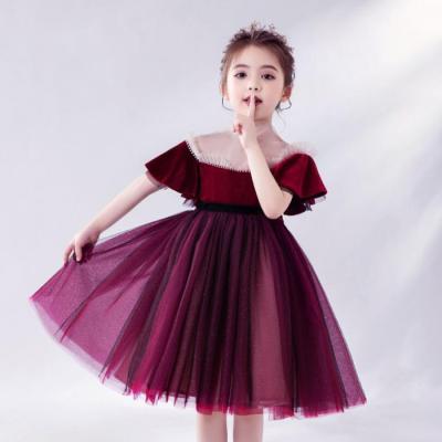 China Casual Style Breathable Red Wine Girls Dresses Winter Autumn Wine Red Girls Dresses for sale