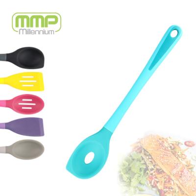 China Cooking comfort grips silicone slotted spoon cleaning angled mmp recommend kitchen tools and instruments accessories for sale