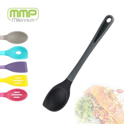 China Cooking comfort grips solid angled silicone spoon cleaning mmp recommend kitchen tools and instruments accessories for sale