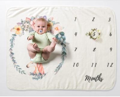 China Organic Baby Blanket Custom Newborn Baby Blanket OEM Anti-pilling Milestone Baby Blanket Monthly Milestone Blanket Printing for sale