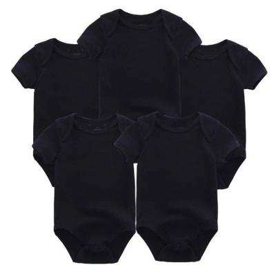 China Wholesale Black Onesie Baby Romper Interlocking Combed Baby Onesie Short Sleeve 0-24 Months for sale