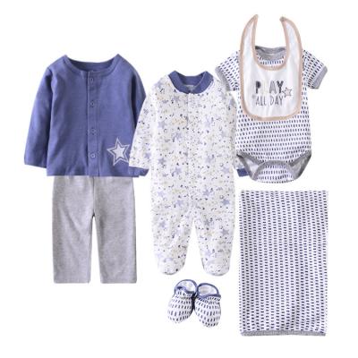 China Casual /Sleepwear OEM Baby 8pcs Sets , Newborn Clothes+Blanket+Bib+Shoes Baby Clothing Cloths Sets For Boy for sale