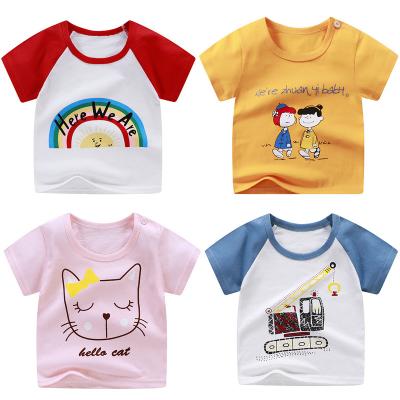 China 100% Cotton Children's Girl's Summer Short Sleeve T-shirt Anti-shrinkage Unisex Short Sleeve Cartoon T-shirt Gift For Kids for sale