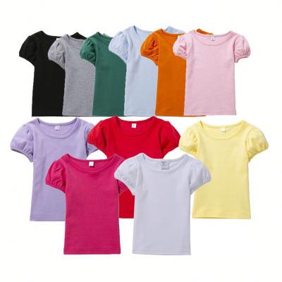 China Breathable 1-14 Years 11 Colors Baby Clothes Summer Wears White Tees Toddler Tees Breath Sleeves Children Kids Girl Top T-Shirts for sale