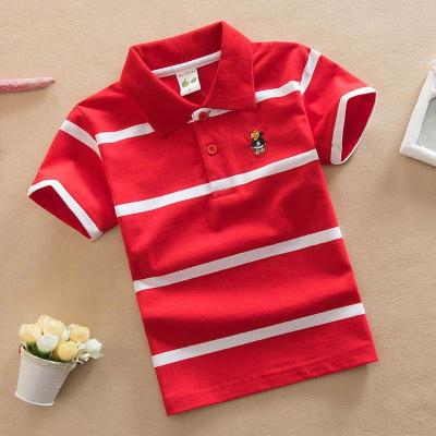 China 100% Cotton Multicolor Spandex Anti-Pilling Children Kids Polo Striped T-Shirts For 2-15 Years for sale