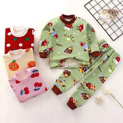 China Keep Warm 2022 Autumn Winter New Children's Velvet Underwear Set Cute Cartoon Warm And Velvet Thickened Girls Pajamas Set for sale