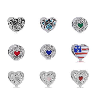 China Romantic Dog Paw Beads Animal Heart Charm Love Beads Fit Original Bracelet Necklace Pendant Jewelry for sale