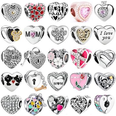 China The Original Diy Romantic Heart Shape Bead For Pandora Charms Silver Alloy Bracelet DIY Women Jewelry Gift for sale