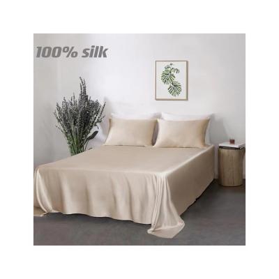 China 19 Momme Simply Sheet Silk Factory Customized Mulberry Bedding Set Luxury Pure Silk Flat Sheet Silk Bedding for sale