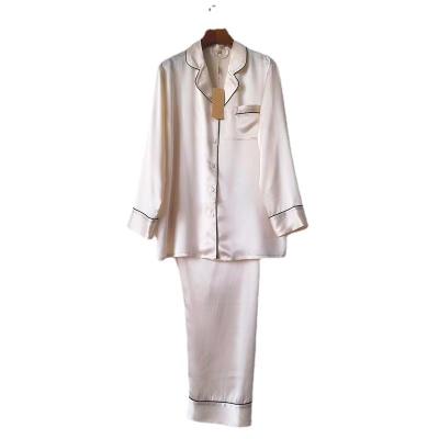 China Selling QUICK DRY Like Hot Cakes Long Sleeve 100% Silk Satin Sleepwear Silk Pajamas Set Women Home Wear for sale