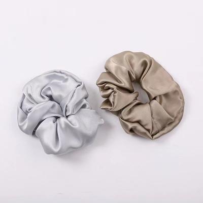 China Hot Sale 19mm Custom 100% Pure Scrunchy Pure Silk Hair Bands Oversized Organic Silk Hair Scrunchies Big Real Ties for sale