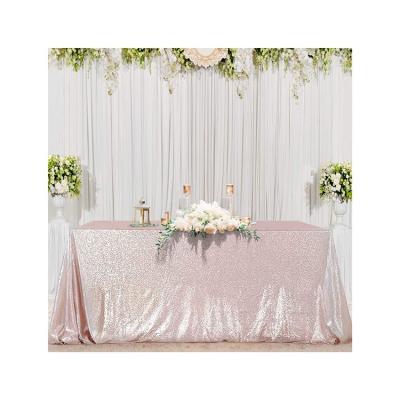 China Factory Outlets Rose Gold Sequin Embroidery Tablecloth Waterproof Custom Round Banquet Tablecloth Wedding for sale