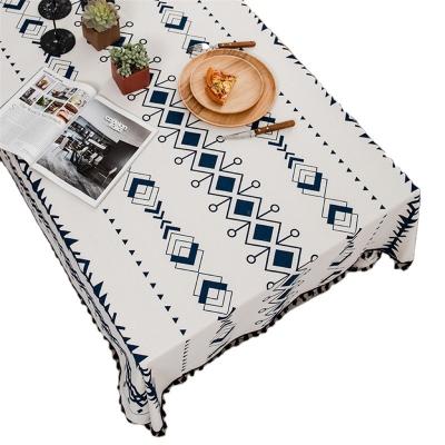 China Wholesale Boho Embroidered Table Cloth Waterproof Modern Canvas Cotton Table Cover Waterproof Table Cloth for sale