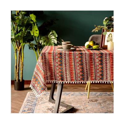 China Cotton waterproof nordic linen tablecloth holiday party decoration boho ready made tablecloth for sale