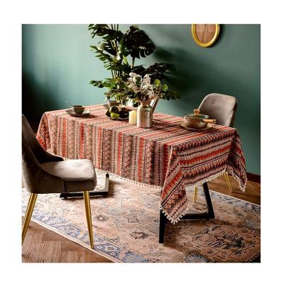 China Factory Outlets Waterproof Custom Rectangular Table Cloth Polyester Fabric Linen Tablecloths for sale