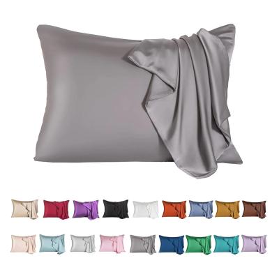 China Anti dust mite factory outlets momme black mulberry silk pillow case 100% pure silk zipper pillowcase gift set 22 for sale