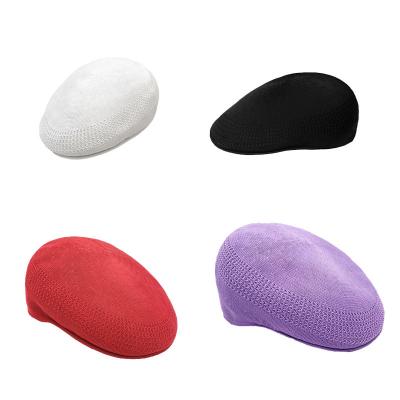 China Peaked Hat Reverse Mesh Knitted Cap For Women Casual.Cool Fashion Embroidery Craft Wear Spring Leisure Style Solid Color And Summer Beret for sale