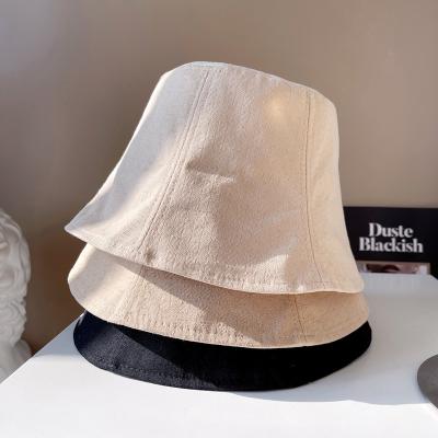 China 2023 Simple Elegant Women's Bucket Hat Cotton Fragment Cotton Hat Summer Girls Fisherman's Hat Light Thin Canvas Texture Checked for sale