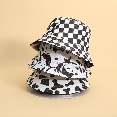 China Sunscreen and Explosive Cow Spring and Autumn Female Fisherman Hat Sunscreen Decoration and Panda Print Bucket Hat Women's Double-Sided Wearing Casual Hat for sale