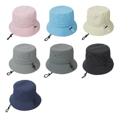 China Sunproof and multicolor custom made cotton solid color sunscreen beach hat basin hat women's new design fisherman's hat cotton drawstring summer for sale