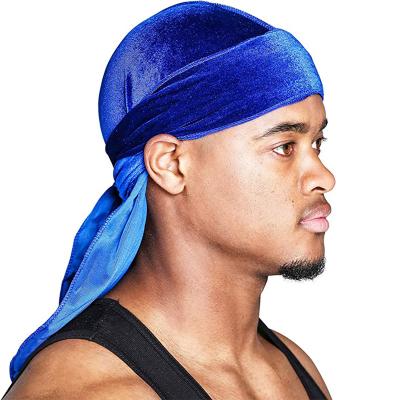 China Hot Selling Multicolor Hip Hop Pirate Hat Long Velvet Tail Style Solid Color Oversized Turban Wrapped Head Hat For Adults for sale