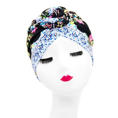 China Most Popular Multicolor Donut Turban Covers Multiple Patterns Floral Print Ball Dish Flower Covers African Indian Style Women Shower Hat for sale