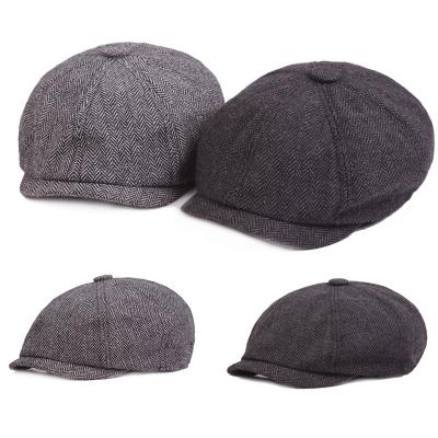 China Hot Sale 100% Cotton Soft Cheap Price Men's Casual Beret Newsboy Hat Plain Striped Top Painter Hat Summer 2023 for sale