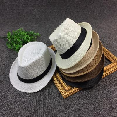 China Wholesale Cool Women's Summer Black Jazz Straw Hat Small-brimmed Breathable Men's Sun Hat and Fashion Cowboy Panama Hat for sale