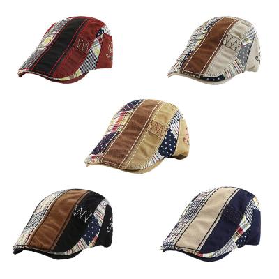 China Casual.Cool.Stylish.Retro new Hot-selling hat patchwork casual beret peaked European and American men's cotton fabric soft multicolor fashion hat for sale