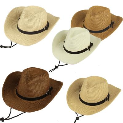 China Cool Shade Overflowed Sun-proof Straw Hat Wholesale Summer Men's Cowboy Hat Boys European and American Western Style Hat Trendy Beach Large for sale