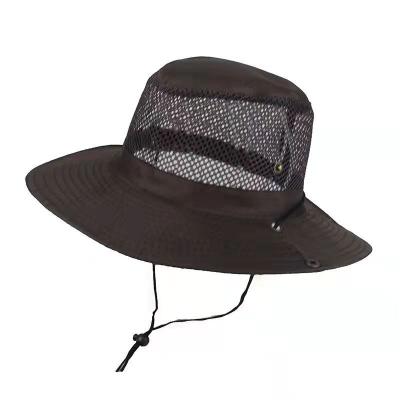 China Sun protection and decoration. Summer Men's Mesh Design Camping Fisherman Hat Foldable Quick Dry Breathable Bucket Hat With Windproof And Metal Button for sale