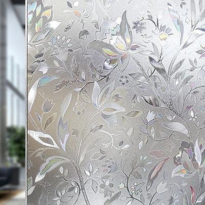 China Self Adhesive 3d Flower Pattern Embossed Door Covering Frosted Glass Sticker Stained Security Window Insulation Decorative Film for sale